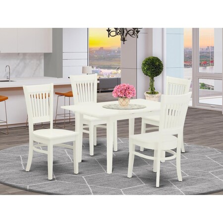 East West Furniture 5 Piece Norfolk Rectangular Dining Table Set - Linen White NOVA5-LWH-W